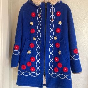 Rare, vintage Hudson’s Bay blanket coat with hood. Pure virgin wool. Size 8.